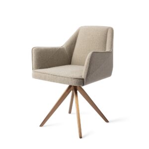 Set 2 scaune dining rotative din tesatura bej/roze Tome