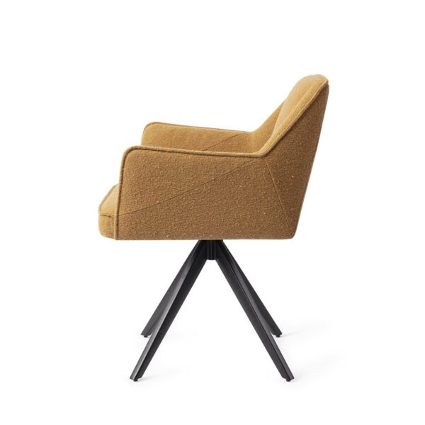 Set 2 scaune dining rotative din tesatura mustar/negru Tome - imagine 3