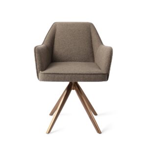 Set 2 scaune dining rotative din tesatura grej/roze Tome