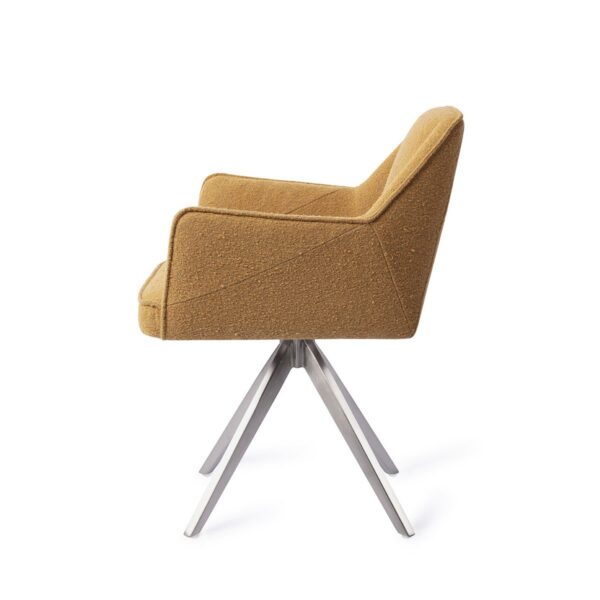 Set 2 scaune dining rotative din tesatura mustar/argintiu Tome - imagine 3
