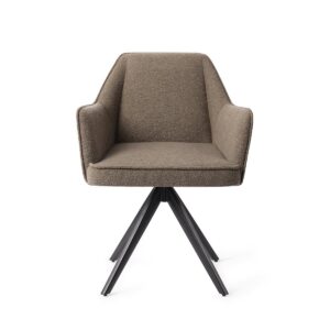 Set 2 scaune dining rotative din tesatura grej/negru Tome