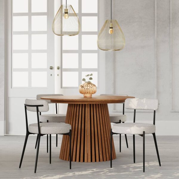 Set 2 scaune dining albe din tesatura boucle Doris - imagine 3