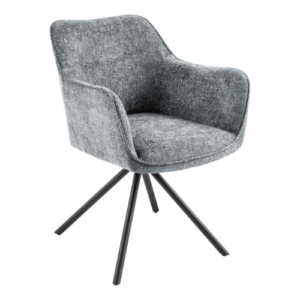 Set 2 scaune rotative gri din tesatura texturata Verona