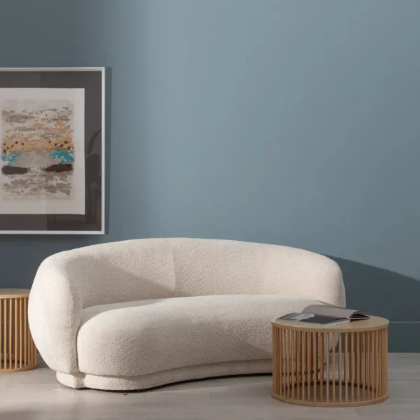 Canapea bej din tesatura boucle Leander - imagine 10