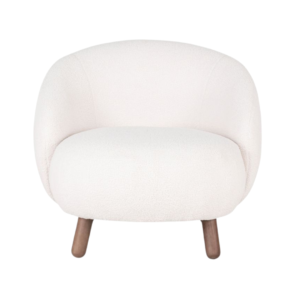 Fotoliu alb cu taburet din tesatura boucle Helena