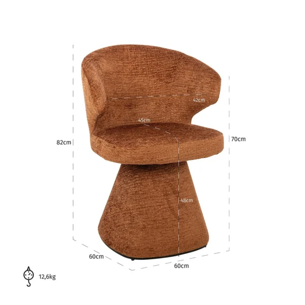 Fotoliu caramiziu din tesatura chenille Cozette - imagine 8