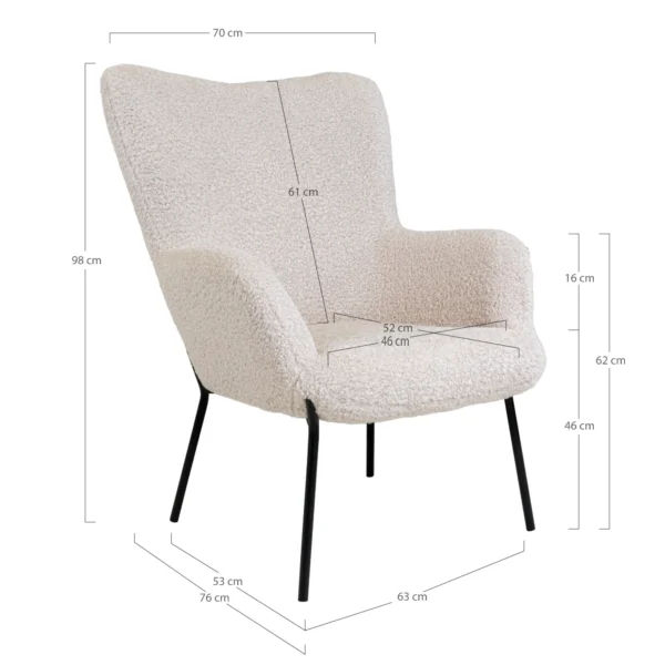 Fotoliu lounge alb cu taburet din boucle Dublin - imagine 7