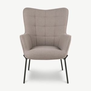 Fotoliu lounge bej cu taburet din tesatura Dublin