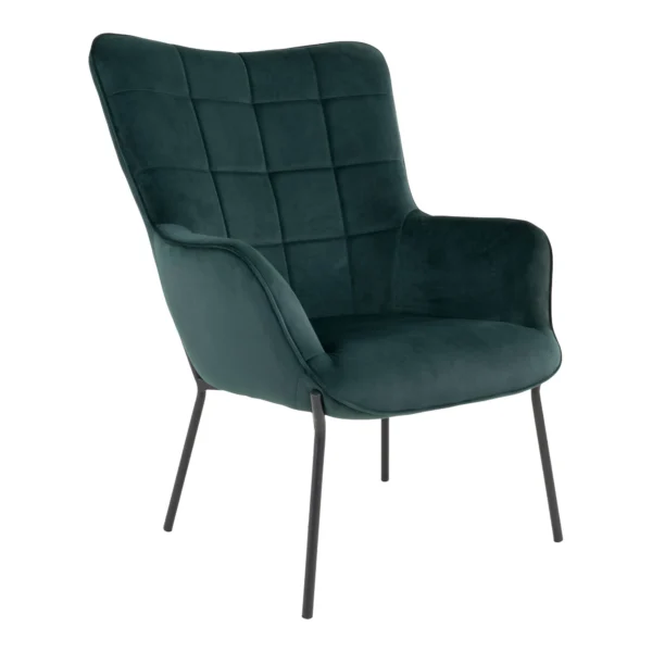 Fotoliu lounge verde cu taburet din catifea Dublin