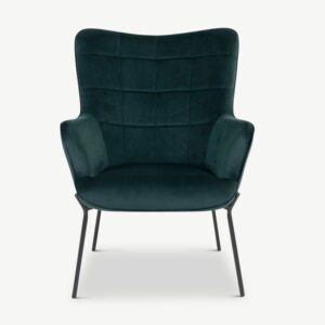 Fotoliu lounge verde cu taburet din catifea Dublin