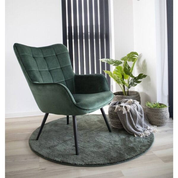 Fotoliu lounge verde cu taburet din catifea Dublin - imagine 6