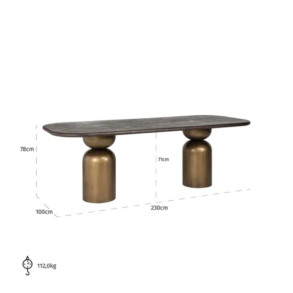 Masa dining aramie din fier si lemn de acacia 230x100 Victoria - imagine 10