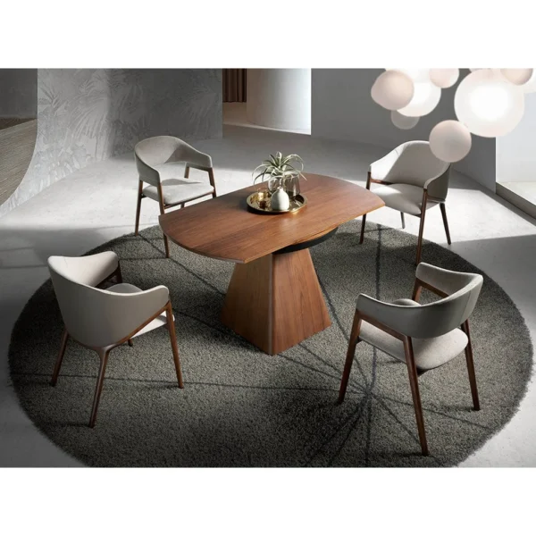 Masa dining maro extensibila din lemn de frasin Ø140 Pyramidal - imagine 6