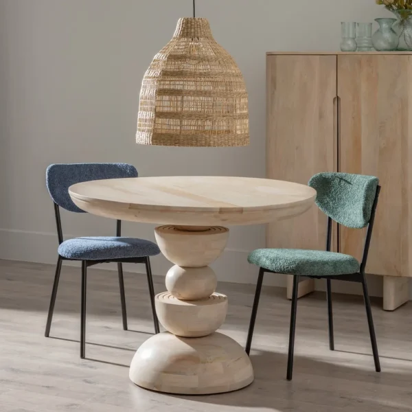 Masa dining rotunda bej natur din lemn de mango Ø100 Pisa - imagine 2