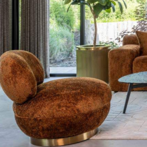 Fotoliu rotativ caramiziu din tesatura texturata Jojo