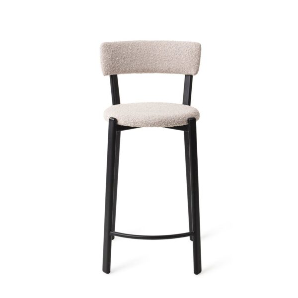 Scaun de bar roz pal din tesatura boucle Obu