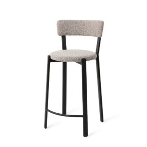 Scaun de bar gri din tesatura boucle Obu