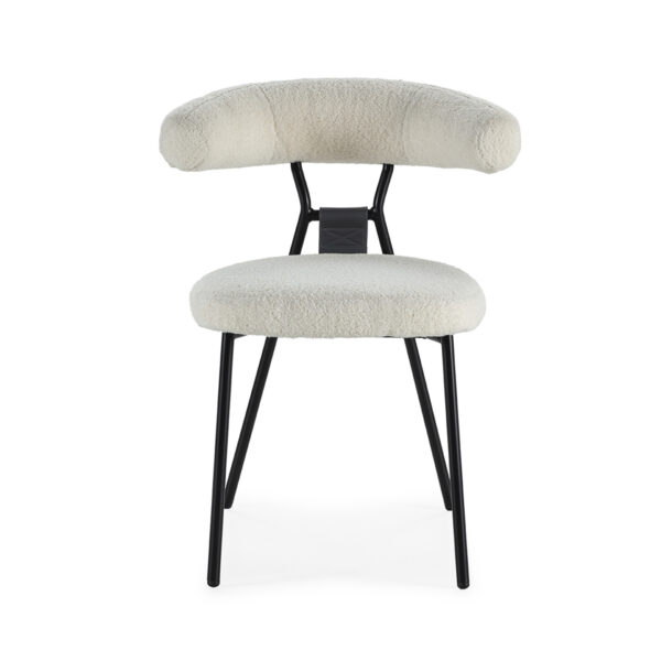 Scaun dining alb din tesatura boucle Julien - imagine 3