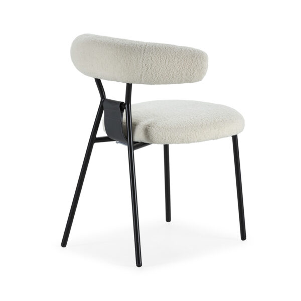 Scaun dining alb din tesatura boucle Julien - imagine 5