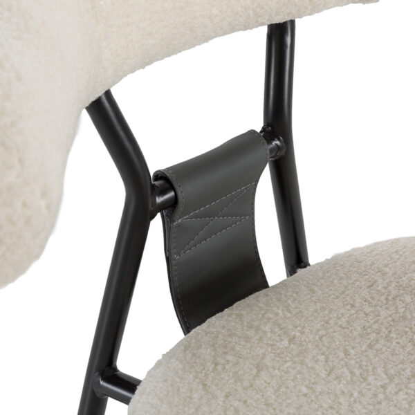 Scaun dining alb din tesatura boucle Julien - imagine 6