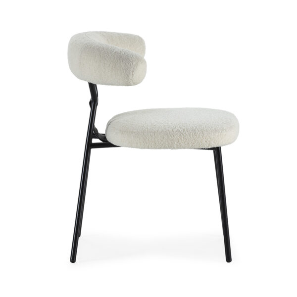 Scaun dining alb din tesatura boucle Julien - imagine 4