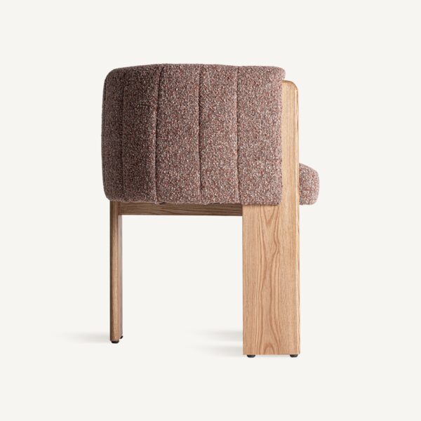 Scaun dining maro/natur din catifea boucle Veyron - imagine 3