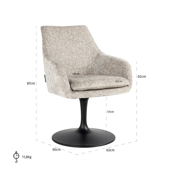 Scaun rotativ bej din tesatura texturata Lawrence - imagine 7