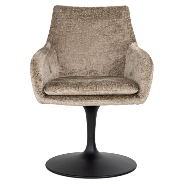 Scaun rotativ maro din tesatura chenille Lawrence