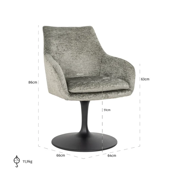Scaun rotativ vernil din tesatura texturata Lawrence - imagine 7