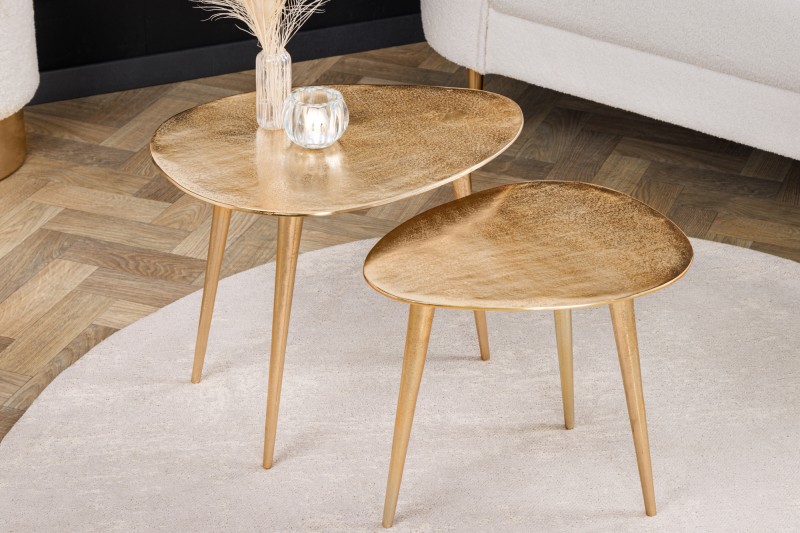 Set 2 mese de cafea aurii din aluminiu Elements - imagine 3