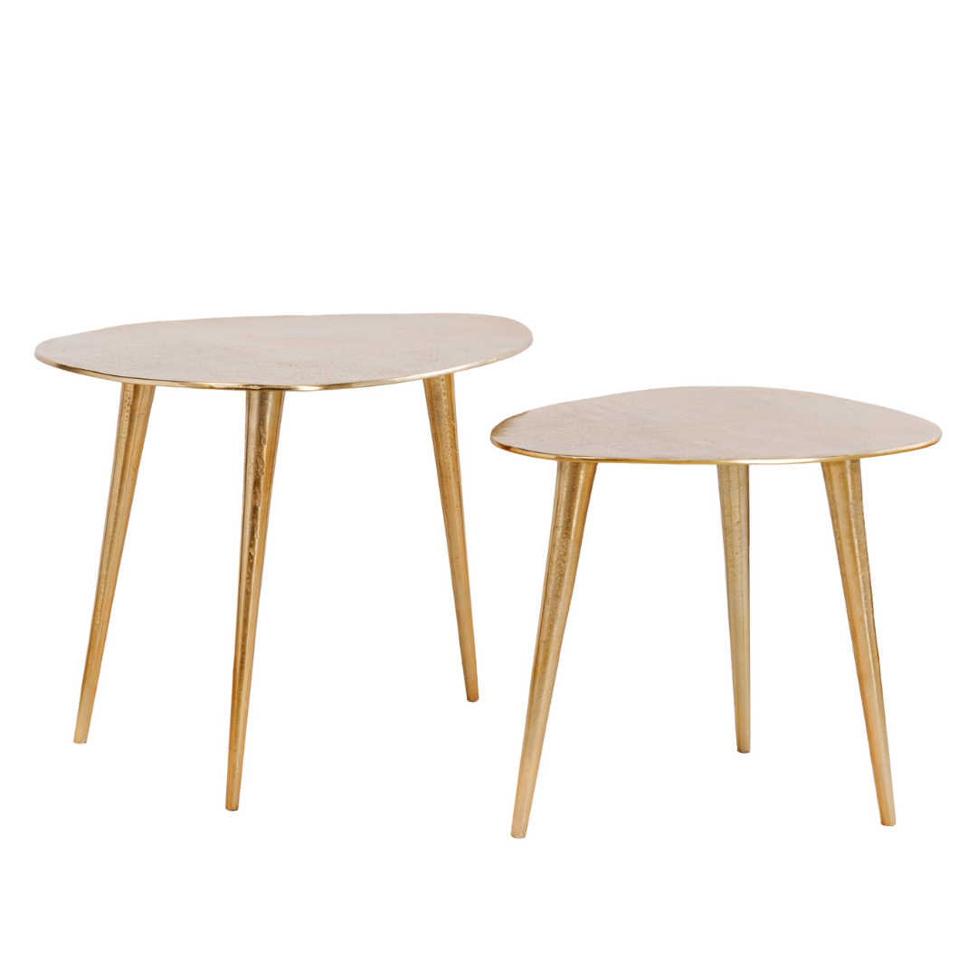 Set 2 mese de cafea aurii din aluminiu Elements
