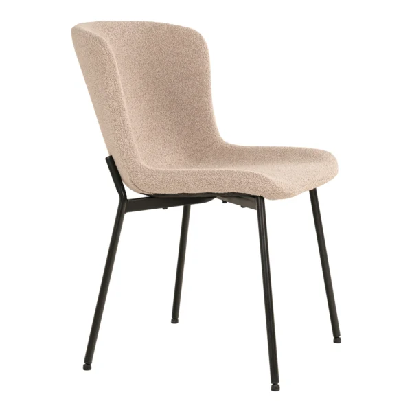 Set 2 scaune dining bej din tesatura boucle Novok - imagine 3