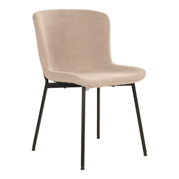 Set 2 scaune dining bej din tesatura boucle Novok