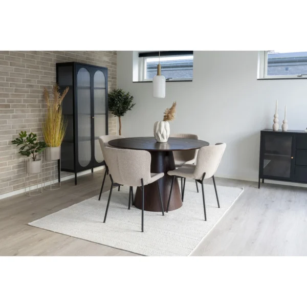 Set 2 scaune dining maro din tesatura boucle Novok - imagine 5