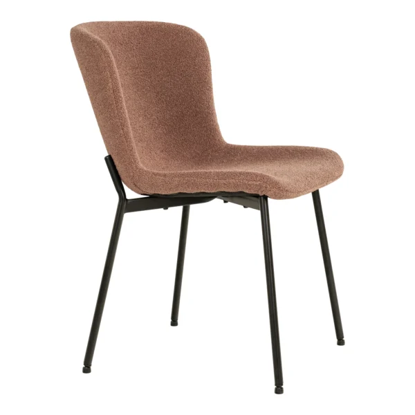 Set 2 scaune dining maro din tesatura boucle Novok - imagine 3