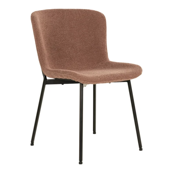 Set 2 scaune dining maro din tesatura boucle Novok