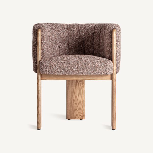 Scaun dining maro/natur din catifea boucle Veyron - imagine 2