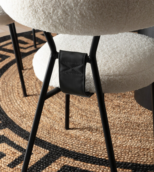 Scaun dining alb din tesatura boucle Julien - imagine 7