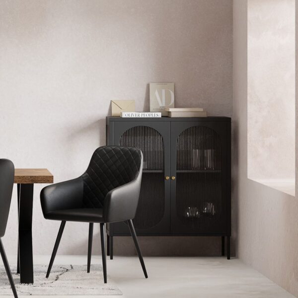 Vitrina neagra joasa din otel si sticla Hobart - imagine 5