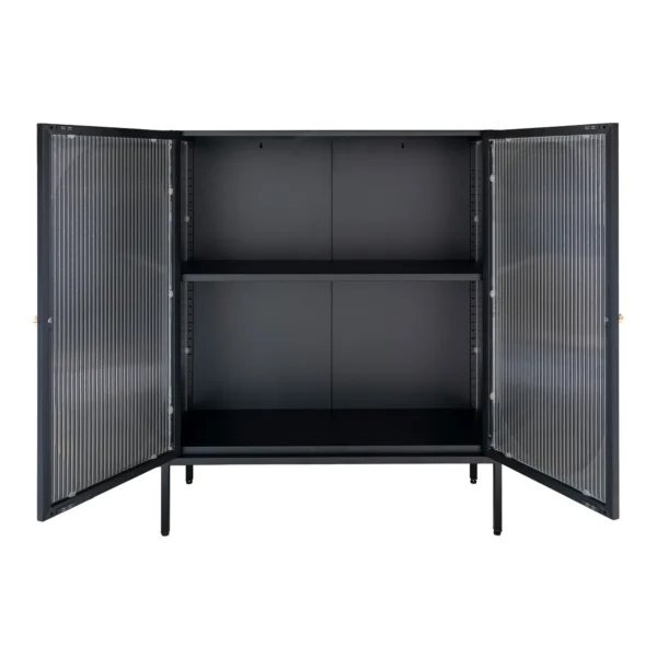Vitrina neagra joasa din otel si sticla Hobart - imagine 3