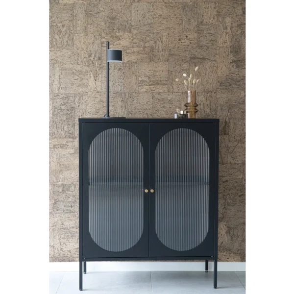 Vitrina neagra joasa din otel si sticla Hobart - imagine 6