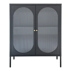 Vitrina neagra joasa din otel si sticla Hobart