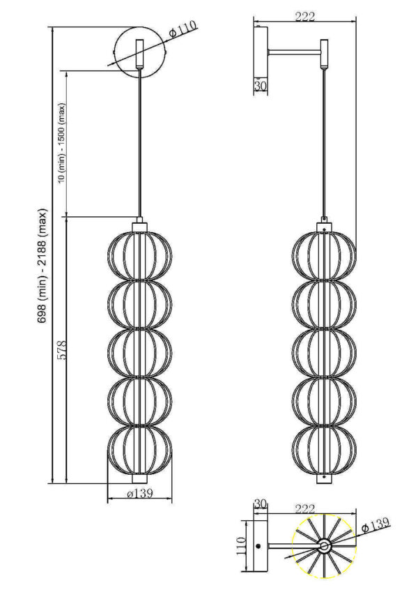 Aplica de perete cu led din metal Golden Cage - imagine 5