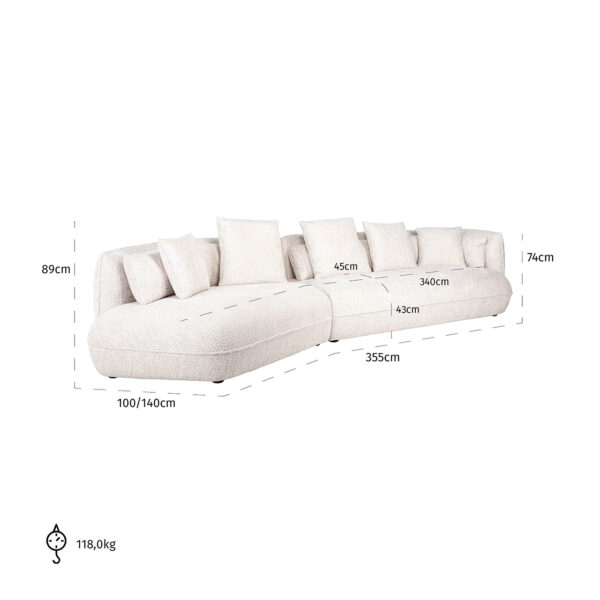 Canapea crem din tesatura texturata Rodina - imagine 5