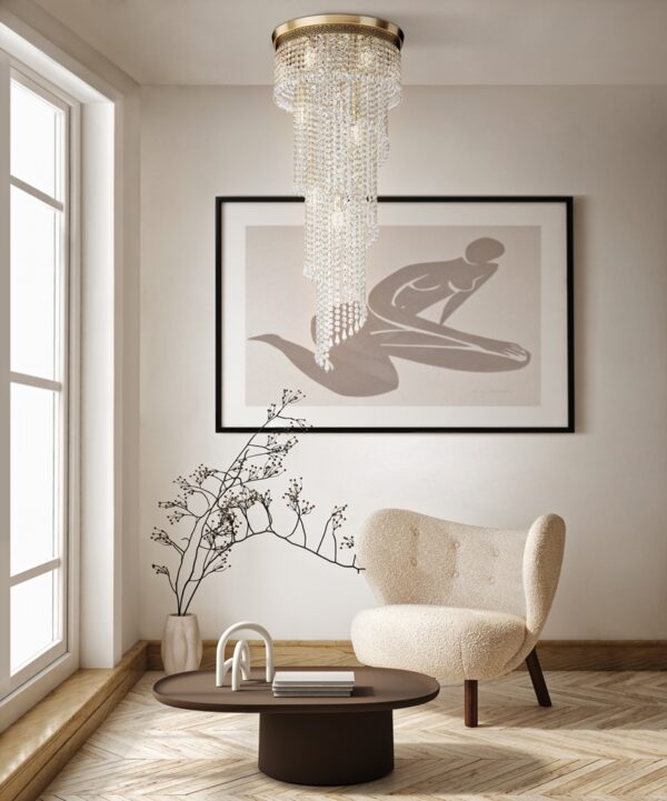 Candelabru auriu/alb cu 12 becuri Cascade - imagine 2