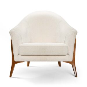 Fotoliu crem din catifea si lemn Vittoria