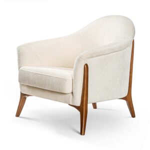 Fotoliu crem din catifea si lemn Vittoria