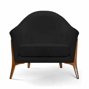 Fotoliu negru din catifea si lemn Vittoria