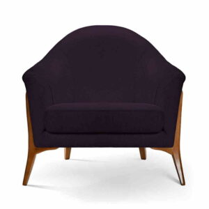 Fotoliu mov inchis din catifea si lemn Vittoria