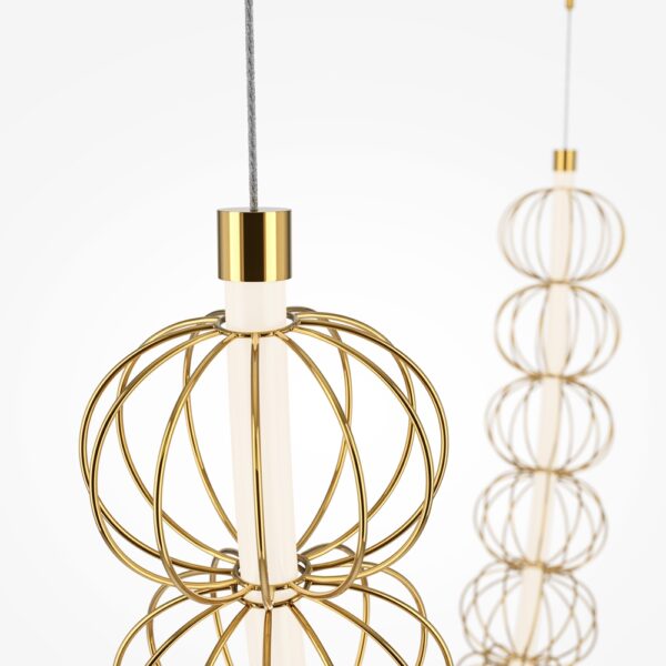 Lustra aurie cu led din metal Double Golden Cage - imagine 4